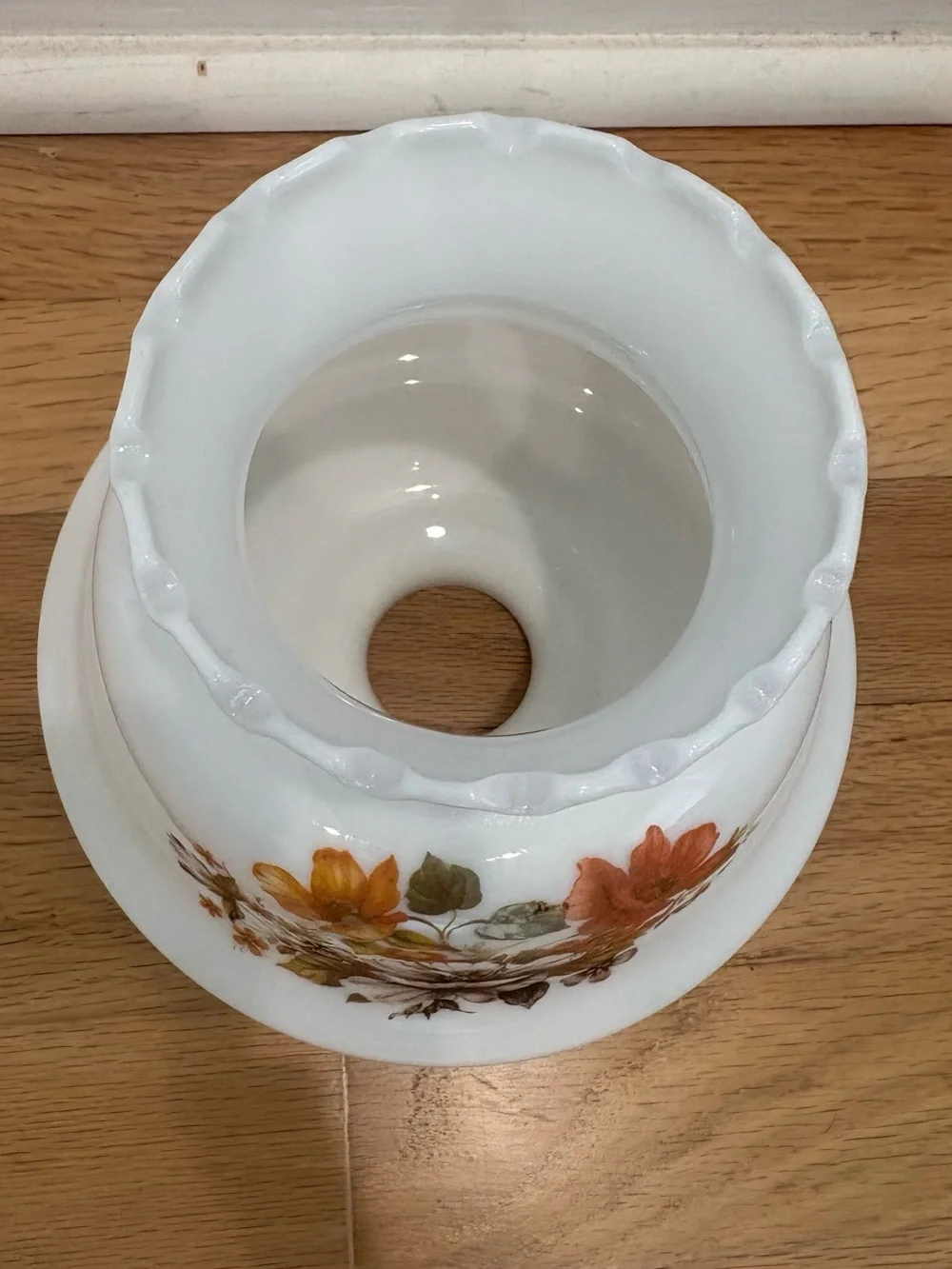 Vintage Milk Glass Lamp Shade Amber Yellow Gold Brown Flowers Globe Only